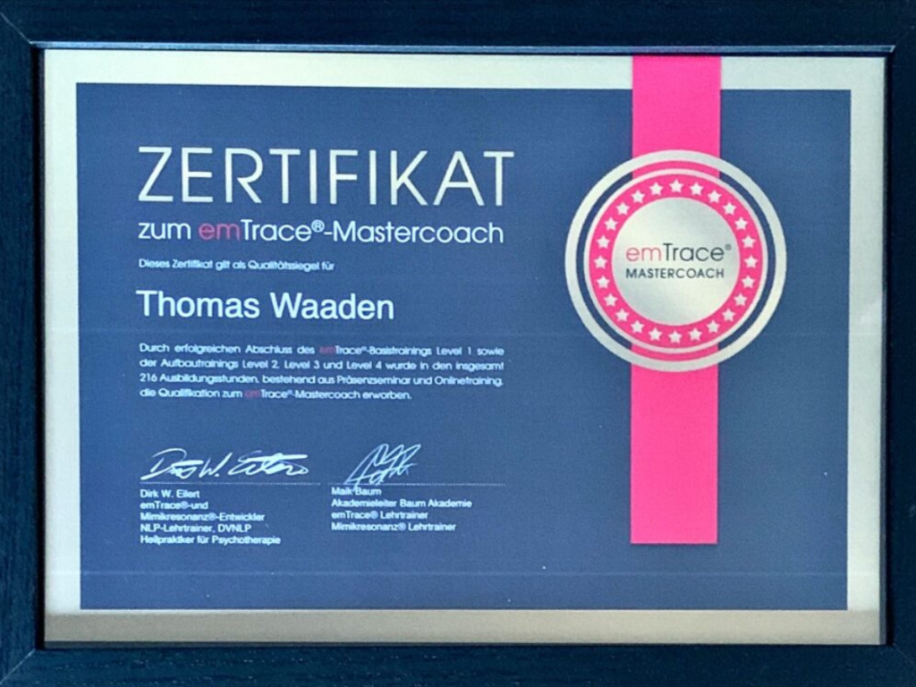 Zertifikat emTrace®-Mastercoach