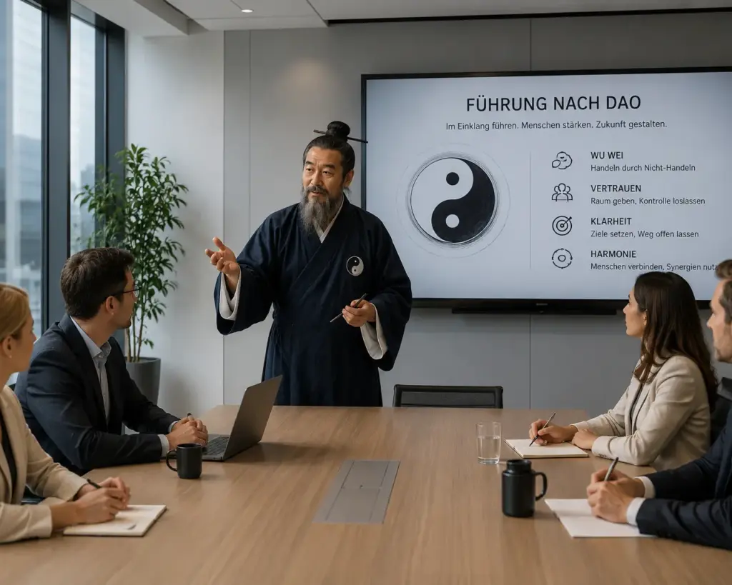 Daoist als Führungskraft in einem Teammeeting